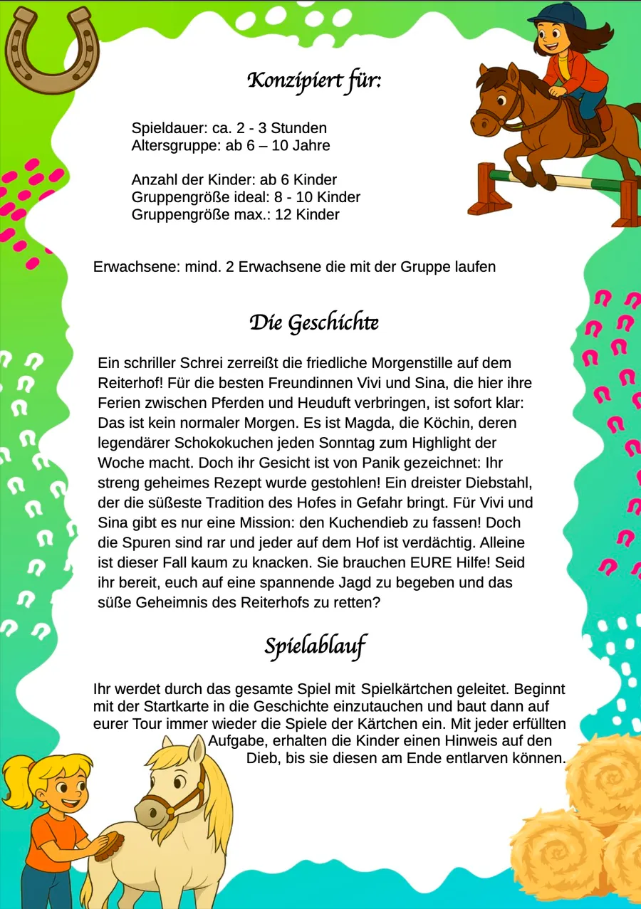 Schnitzeljagd Reiterhof & Pferde – Spielkonzept & Ablauf