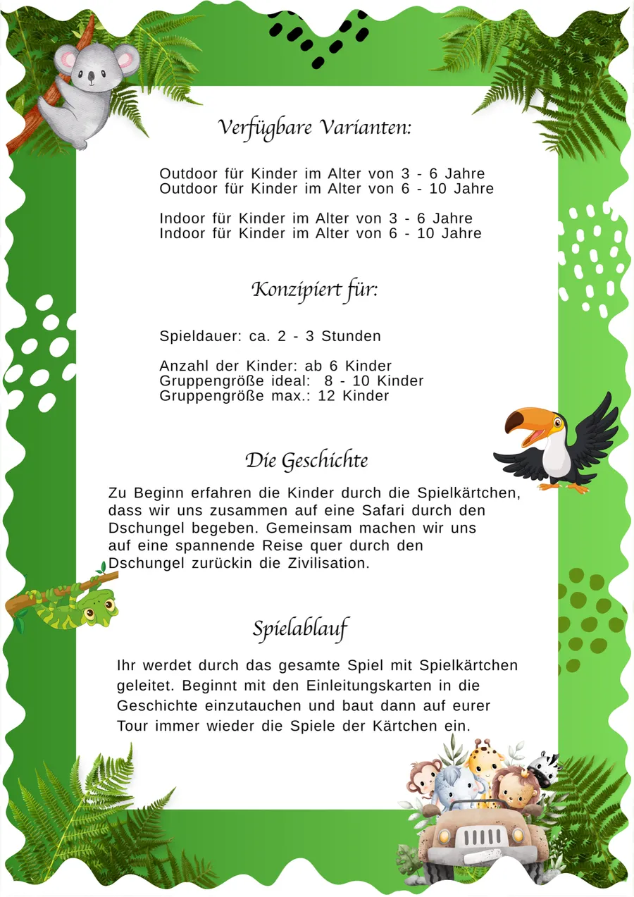 Schnitzeljagd Dschungel – Nur im Komplett-Set: Paket-Inhalt