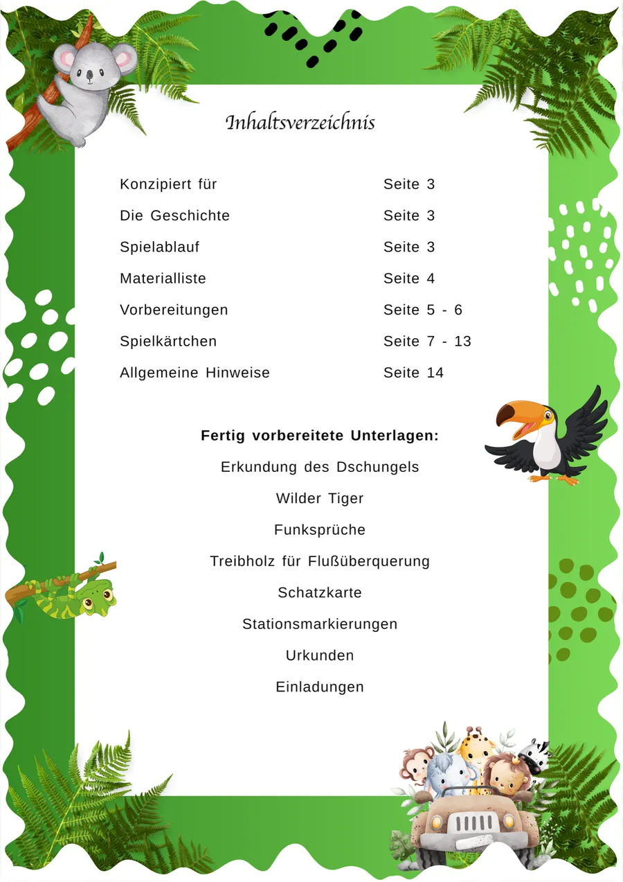 Schnitzeljagd Dschungel – Nur im Komplett-Set: Paket-Inhalt