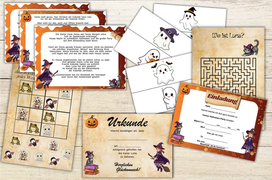Schnitzeljagd Halloween – Produktübersicht – Umfang je nach Variante