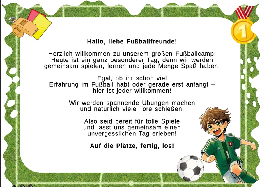 Schnitzeljagd Fußball – Startkarte
